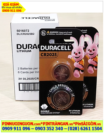 COMBO MUA 01Hộp (6vỉ=12viên) Pin Duracell CR2025 lithium 3.0v (MẪU MỚI)_Giá chỉ 354.000đ/Hộp